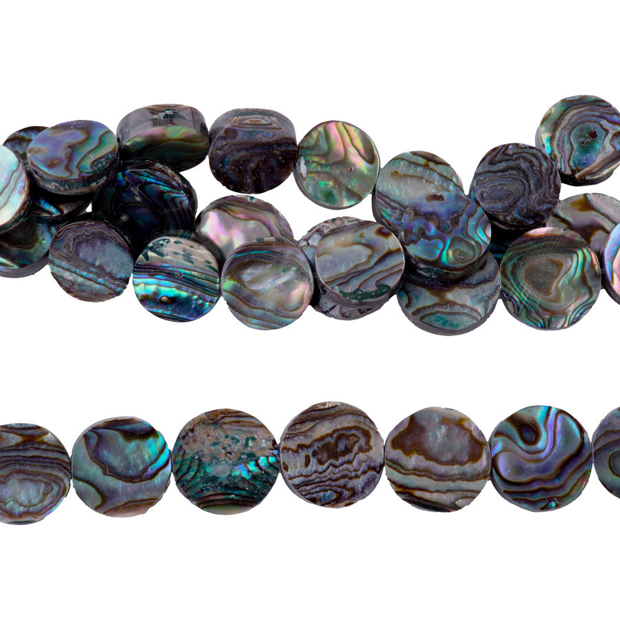 Abalone Shell 12mm Flat Coin 15-16 Inch