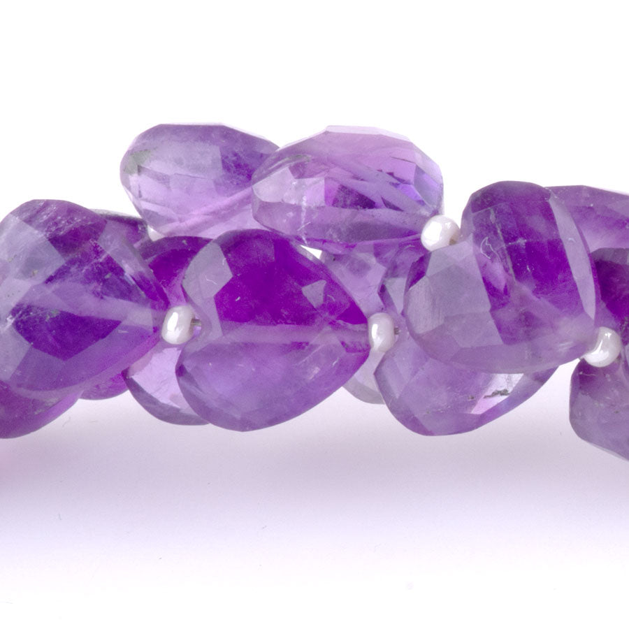 Amethyst 10mm Heart Faceted - 8 Inch