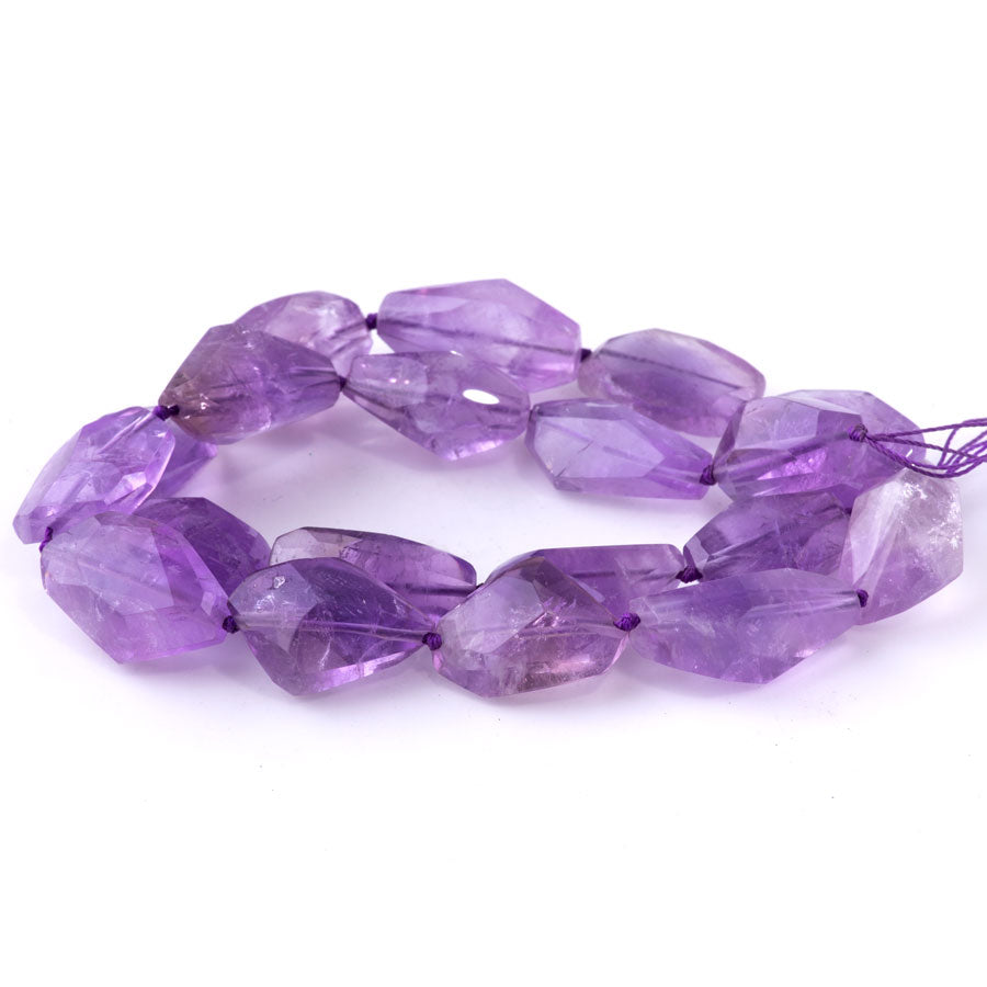 Amethyst 10x15-30mm Freeform Nugget Faceted - 15-16 Inch