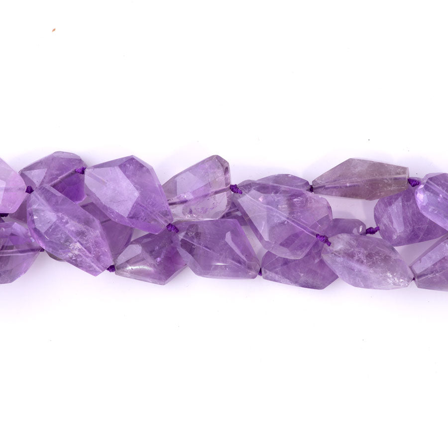 Amethyst 10x15-30mm Freeform Nugget Faceted - 15-16 Inch