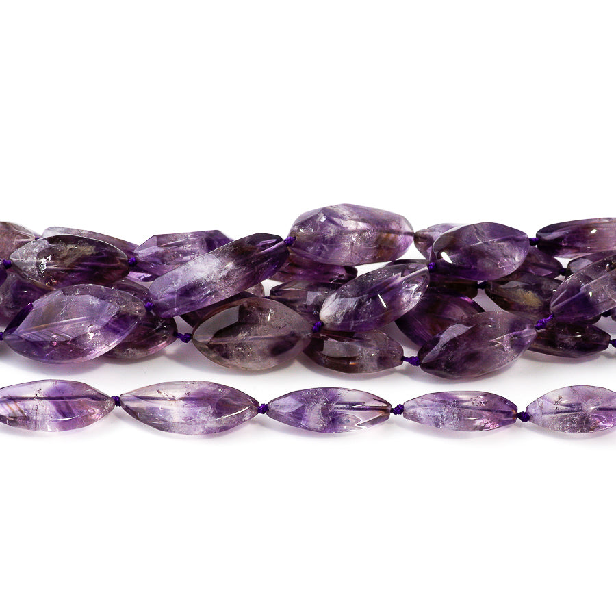 Amethyst Horse Eye 10x20mm Faceted - 15-16 Inch