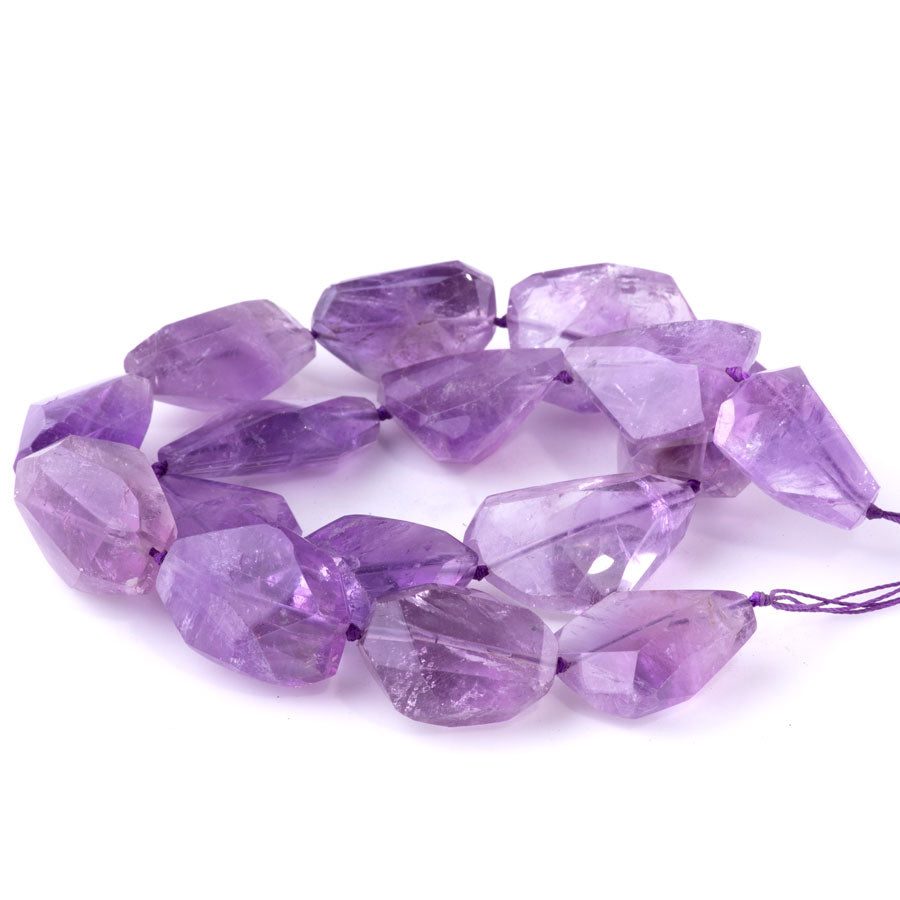 Amethyst 18x12-25x35mm Freeform Nugget Faceted - 15-16 Inch