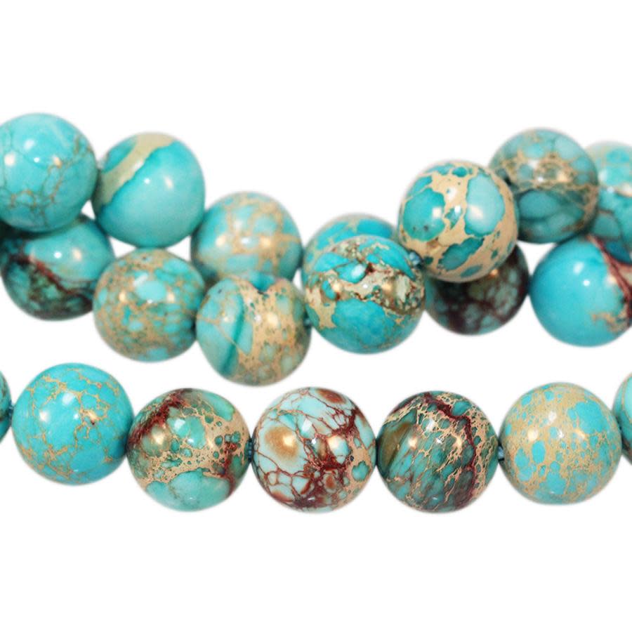 Aqua (Dyed) Impression Jasper 10mm Round 8-Inch