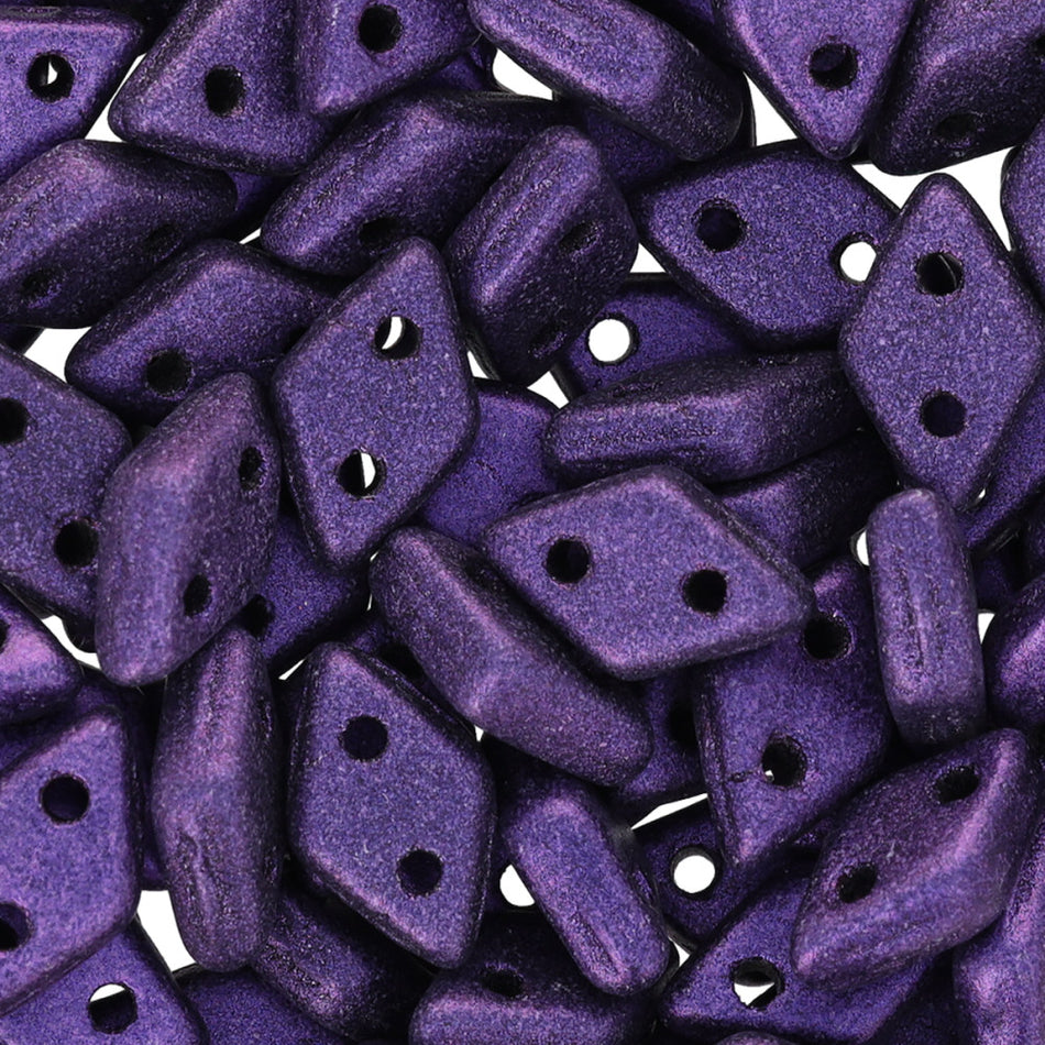 4x6mm Metallic Suede Purple 2-Hole Diamond CzechMates Glass Beads