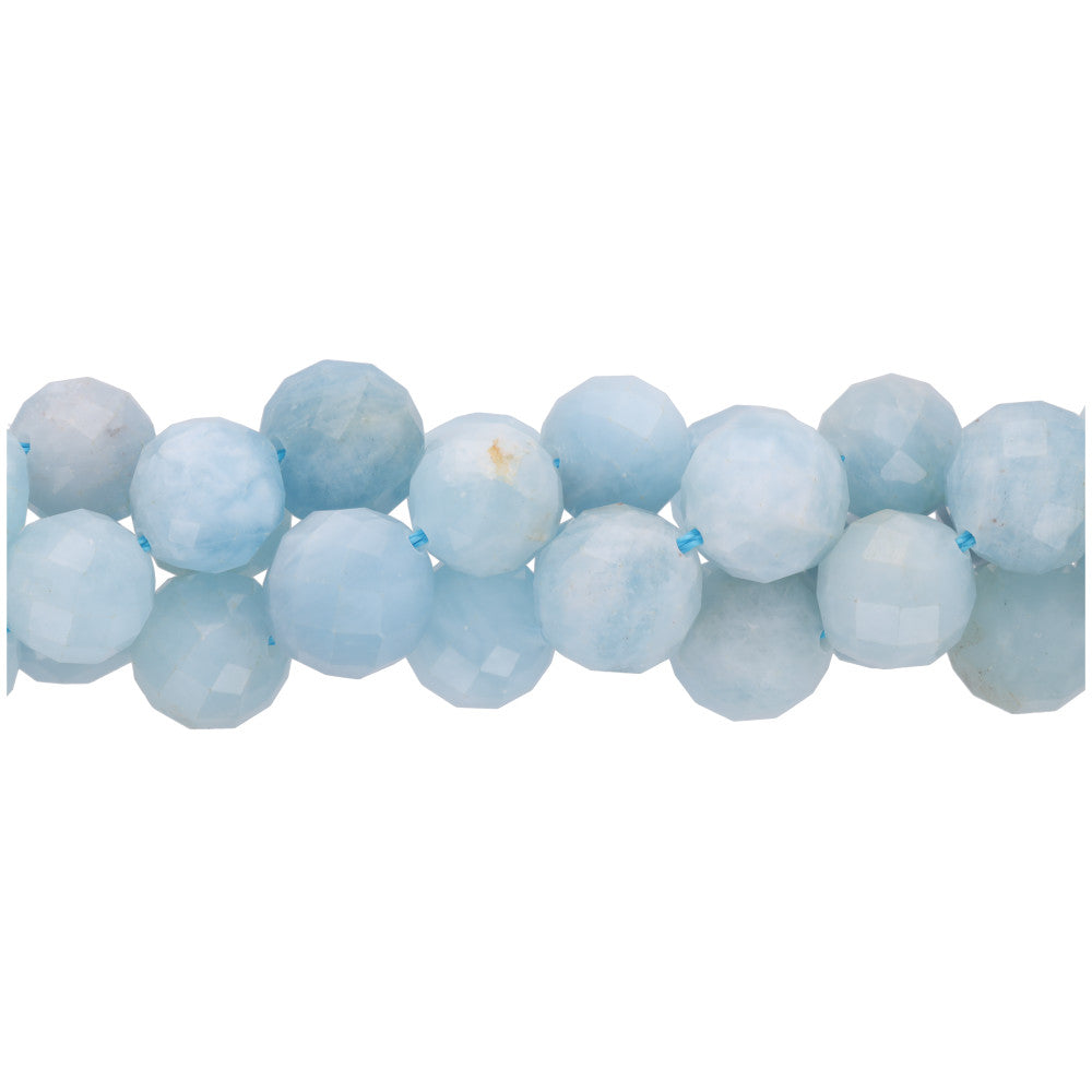 Aquamarine 10mm Round Faceted A Grade - 15-16 Inch