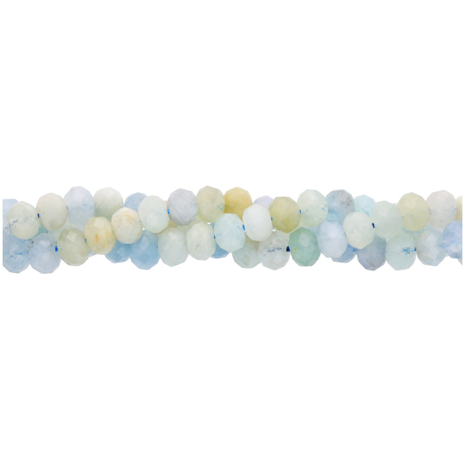 Aquamarine 6mm Rondelle Faceted - 15-16 Inch