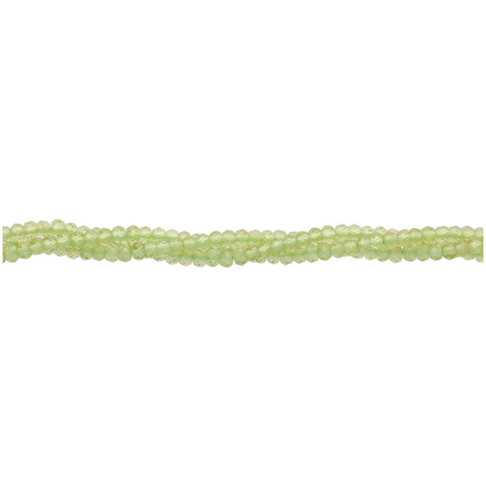 Peridot 3mm Rondelle Faceted A Grade - 15-16 Inch