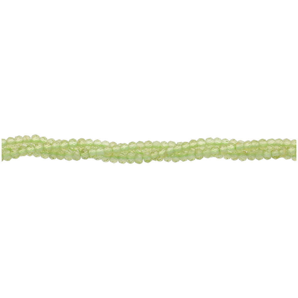 Peridot 3mm Rondelle Faceted A Grade - 15-16 Inch