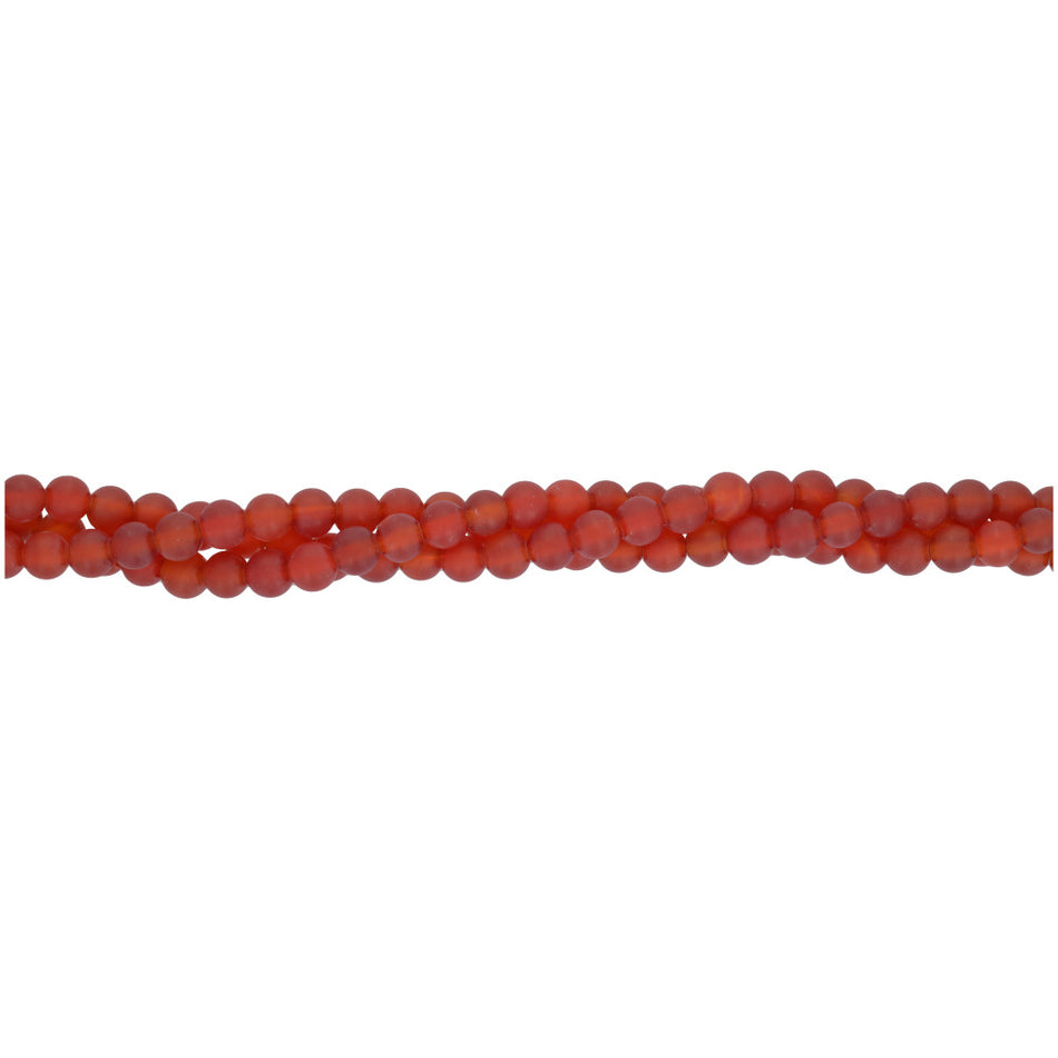 MATTE Carnelian 4mm Round 8-Inch