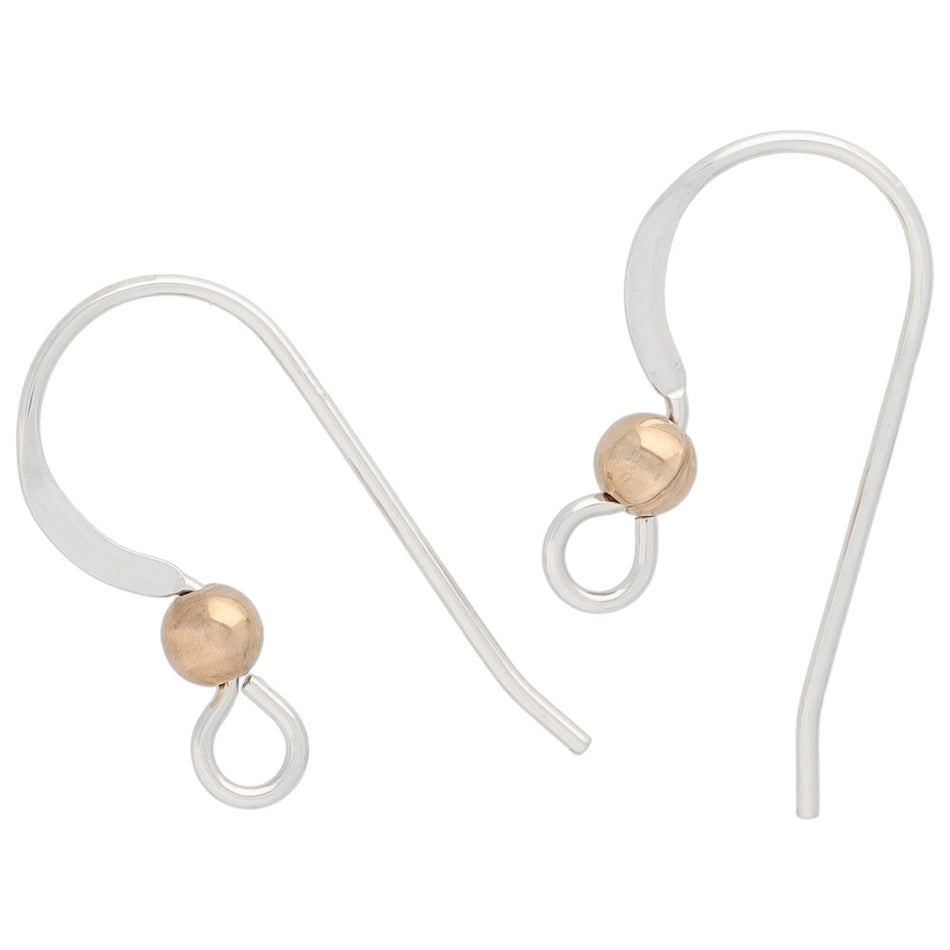 Sterling Silver Earwire with Gold-Filled Ball (1 Pair)