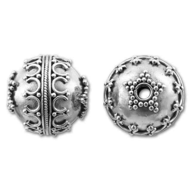 Bali Silver 13mm Round Bead with Star and Loop Design