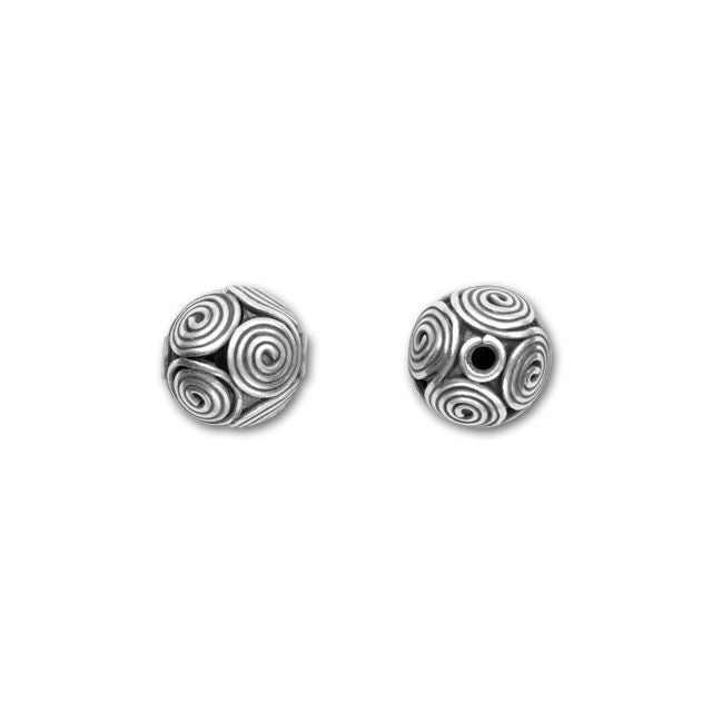 Bali Silver Bead with Swirling Circles