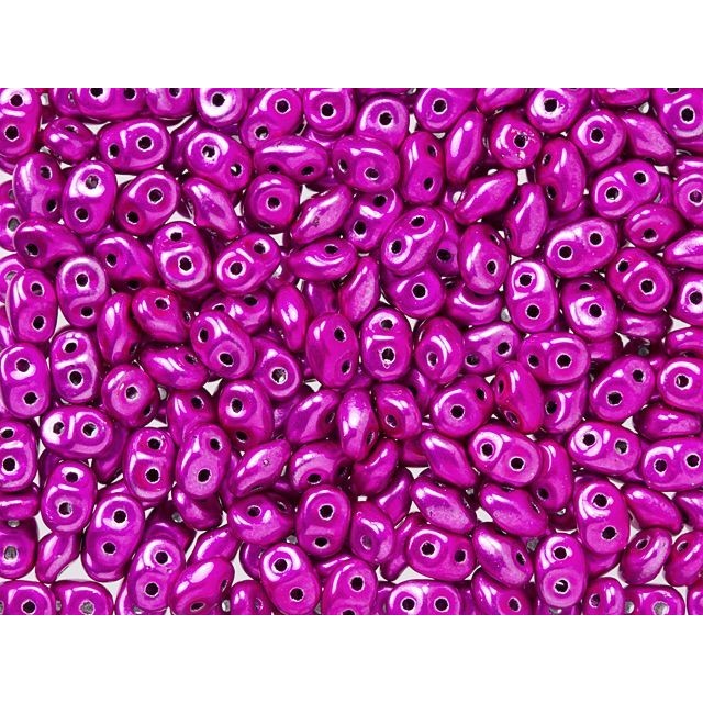 SuperDuo 2 x 5mm Metalust Hot Pink 2-Hole Seed Bead 2.5-Inch Tube