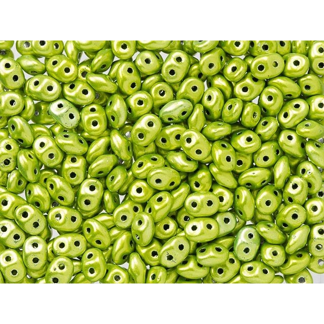 SuperDuo 2 x 5mm Metalust Electric Green 2-Hole Seed Bead 2.5-Inch Tube