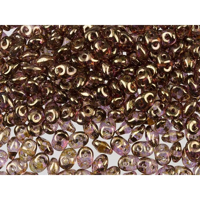 SuperDuo 2 x 5mm Gold/Smokey Topaz Luster 2-Hole Seed Bead 2.5-Inch Tube