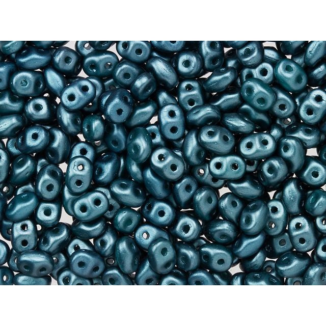 SuperDuo 2 x 5mm Steel Blue Pearl Coat 2-Hole Seed Bead 2.5-Inch Tube