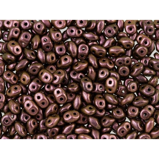 SuperDuo 2 x 5mm Copper Rose Polychrome 2-Hole Seed Bead 2.5-Inch Tube