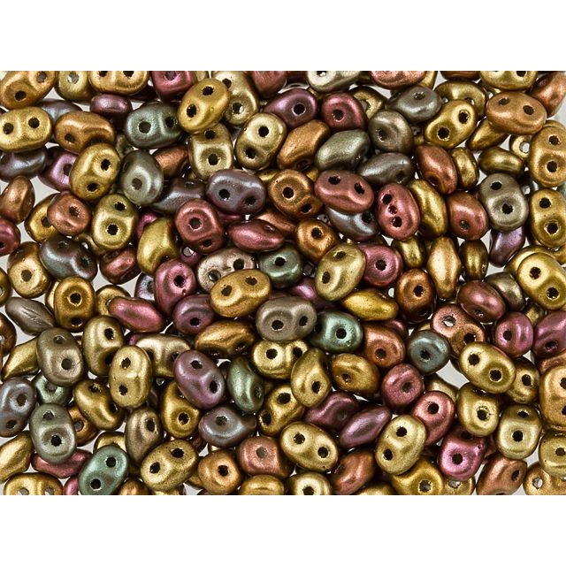 SuperDuo 2 x 5mm Matte Metallic Bronze Iris 2-Hole Seed Bead 2.5-Inch Tube