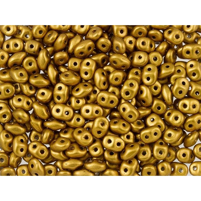 SuperDuo 2 x 5mm Matte Metallic Goldenrod 2-Hole Seed Bead 2.5-Inch Tube