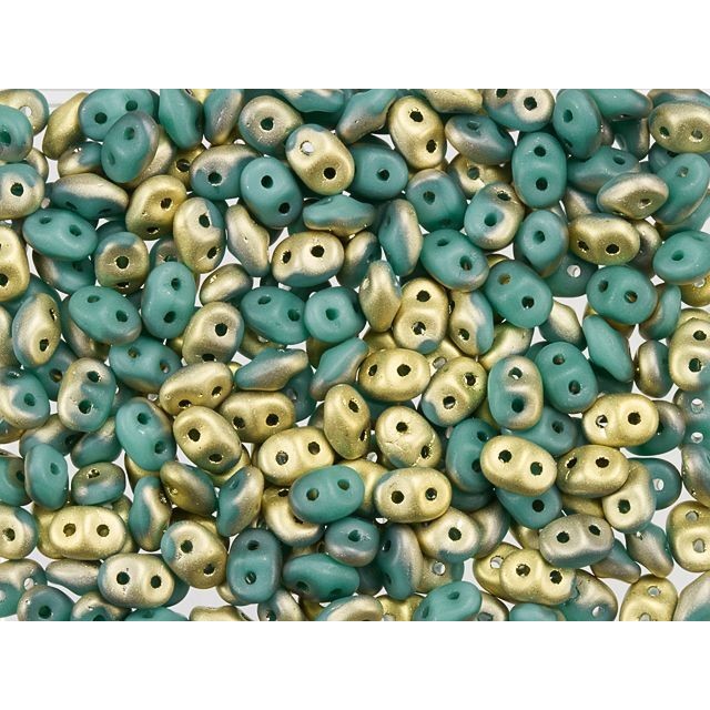 Fool's Gold SuperDuo 2 x 5mm Turquoise 2-Hole Seed Bead 2.5-Inch Tube