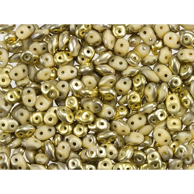 Fool's Gold SuperDuo 2 x 5mm Opaque Beige 2-Hole Seed Bead 2.5-Inch Tube