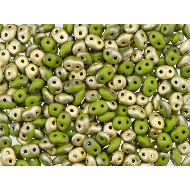 Fool's Gold SuperDuo 2 x 5mm Opaque Olive 2-Hole Seed Bead 2.5-Inch Tube