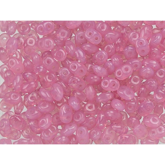 SuperDuo 2 x 5mm Milky Pink 2-Hole Seed Bead 2.5-Inch Tube