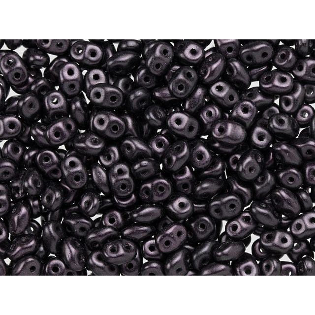 SuperDuo 2 x 5mm Metallic Suede Dark Plum 2-Hole Seed Bead 2.5-Inch Tube