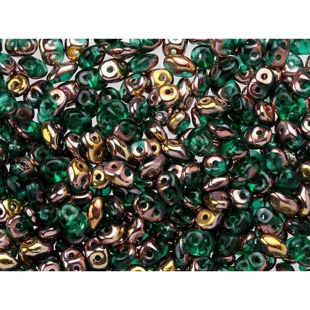 SuperDuo 2 x 5mm Apollo Emerald 2-Hole Seed Bead 2.5-Inch Tube