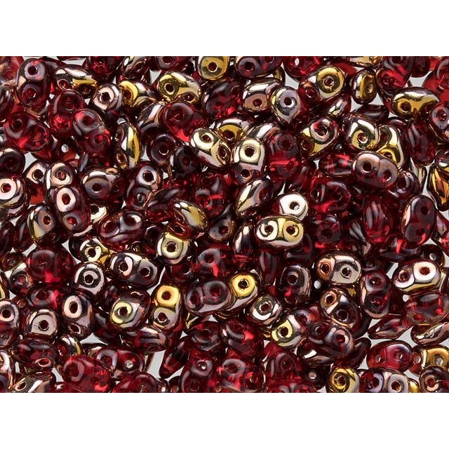 SuperDuo 2 x 5mm Apollo Ruby 2-Hole Seed Bead 2.5-Inch Tube