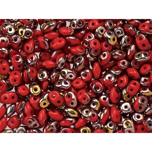 SuperDuo 2 x 5mm Apollo Opaque Red 2-Hole Seed Bead 2.5-Inch Tube