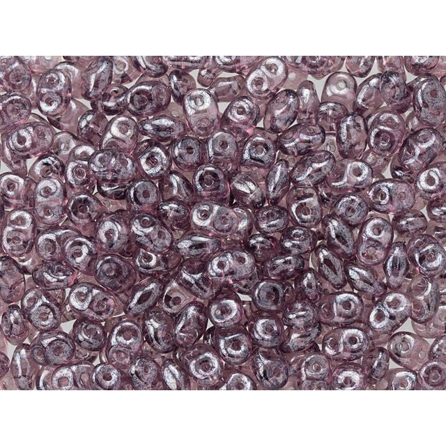 SuperDuo 2 x 5mm Amethyst Luster 2-Hole Seed Bead 2.5-Inch Tube