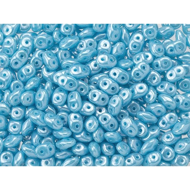 SuperDuo 2 x 5mm Opaque Baby Blue Luster 2-Hole Seed Bead 2.5-Inch Tube