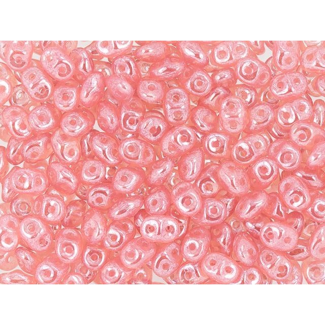 SuperDuo 2 x 5mm Milky Pink Luster 2-Hole Seed Bead 2.5-Inch Tube