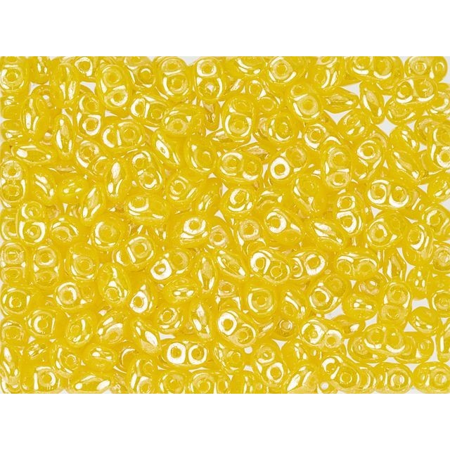 SuperDuo 2 x 5mm Milky Yellow Luster 2-Hole Seed Bead 2.5-Inch Tube