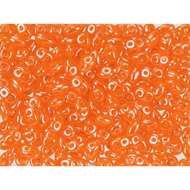 SuperDuo 2 x 5mm Milky Orange Luster 2-Hole Seed Bead 2.5-Inch Tube