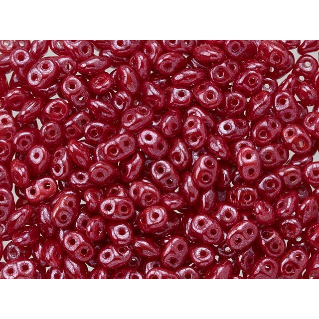 SuperDuo 2 x 5mm Cherry Luster 2-Hole Seed Bead 2.5-Inch Tube