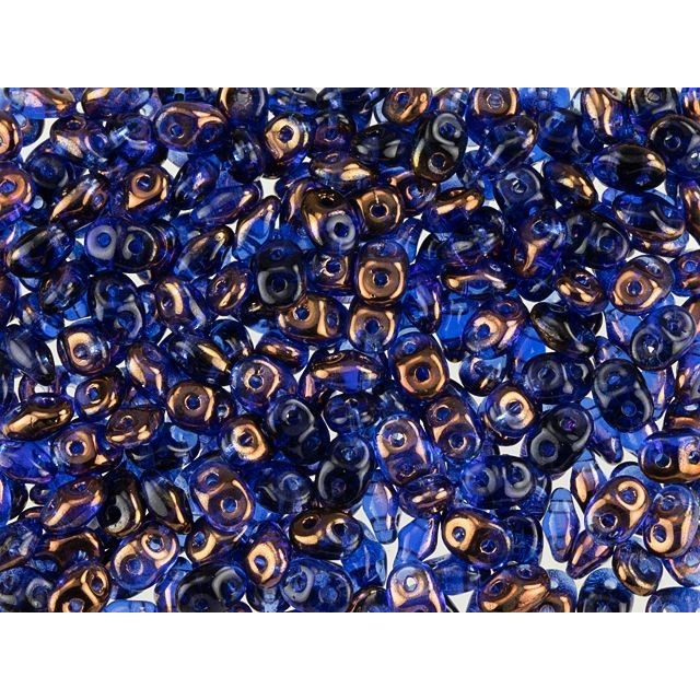 SuperDuo 2 x 5mm Sapphire Half Bronze Luster 2-Hole Seed Bead 2.5-Inch Tube