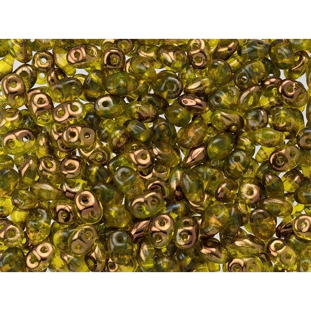 SuperDuo 2 x 5mm Jonquil Half Bronze Luster 2-Hole Seed Bead 2.5-Inch Tube