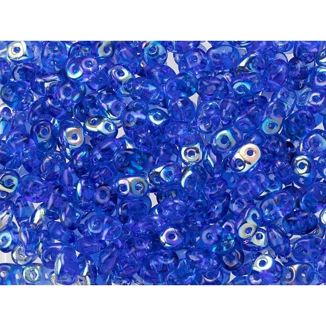 SuperDuo 2 x 5mm Sapphire AB 2-Hole Seed Bead 2.5-Inch Tube