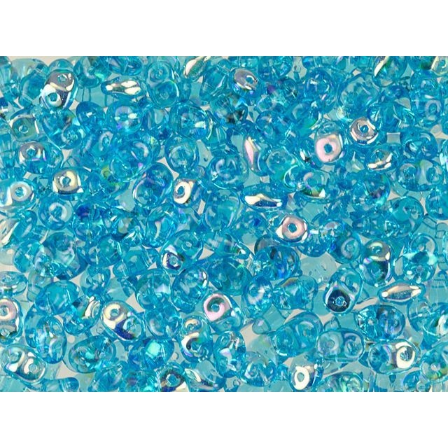 SuperDuo 2 x 5mm Aqua AB 2-Hole Seed Bead 2.5-Inch Tube