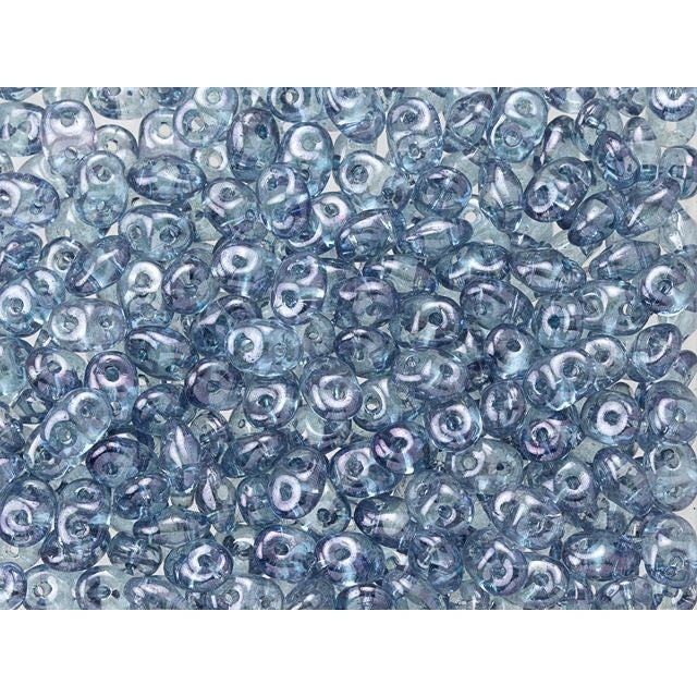 SuperDuo 2 x 5mm Transparent Blue Luster 2-Hole Seed Bead 2.5-Inch Tube