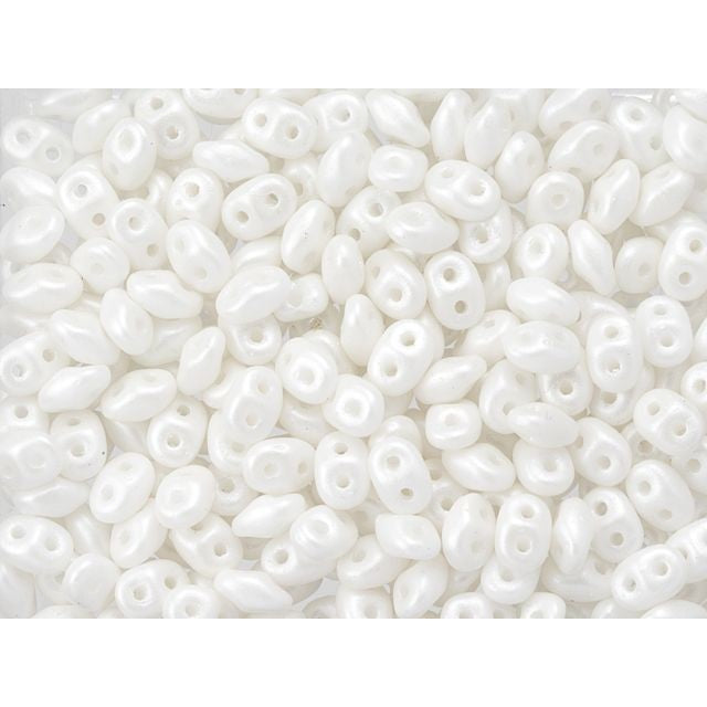 SuperDuo 2 x 5mm White Pearl Shine 2-Hole Seed Bead 2.5-Inch Tube