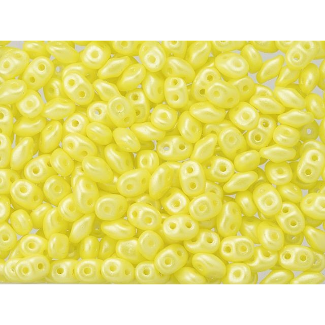 SuperDuo 2 x 5mm Yellow Pearl Shine 2-Hole Seed Bead 2.5-Inch Tube