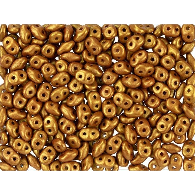 SuperDuo 2 x 5mm Amber Gold Shine 2-Hole Seed Bead 2.5-Inch Tube