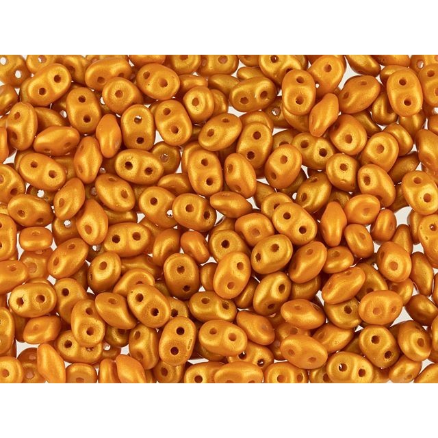 SuperDuo 2 x 5mm Orange Gold Shine 2-Hole Seed Bead 2.5-Inch Tube