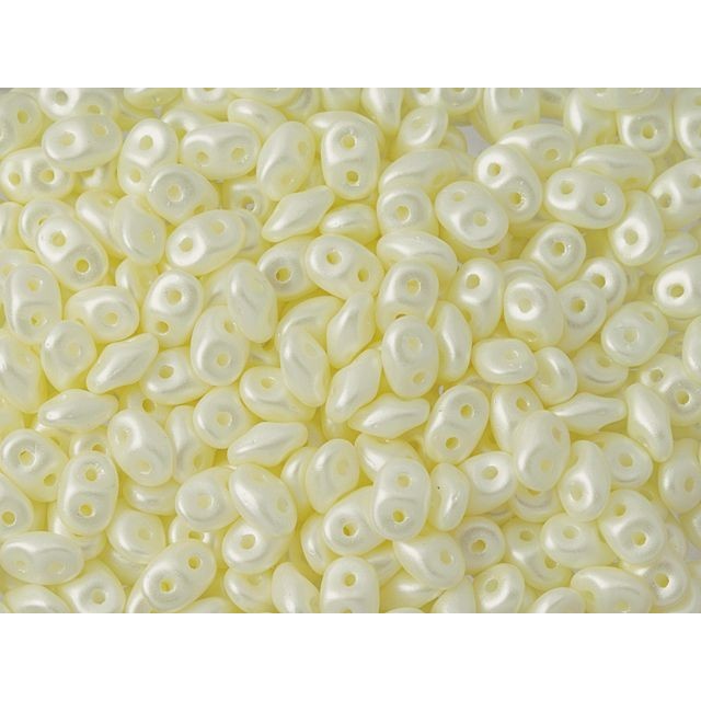 SuperDuo 2 x 5mm Light Cream Pearl Coat 2-Hole Seed Bead 2.5-Inch Tube