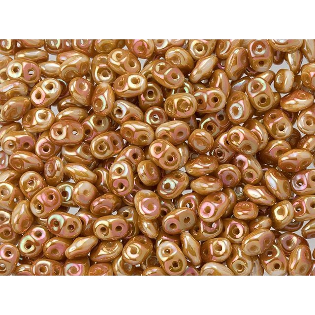 SuperDuo 2 x 5mm White Apricot 2-Hole Seed Bead 2.5-Inch Tube