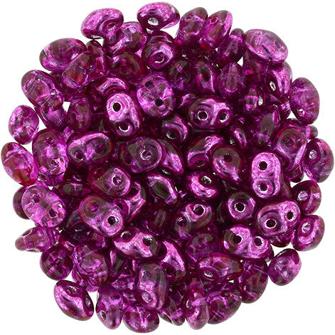 SuperDuo 2 x 5mm Mirror - Hot Pink 2-Hole Seed Bead 2.5-Inch Tube