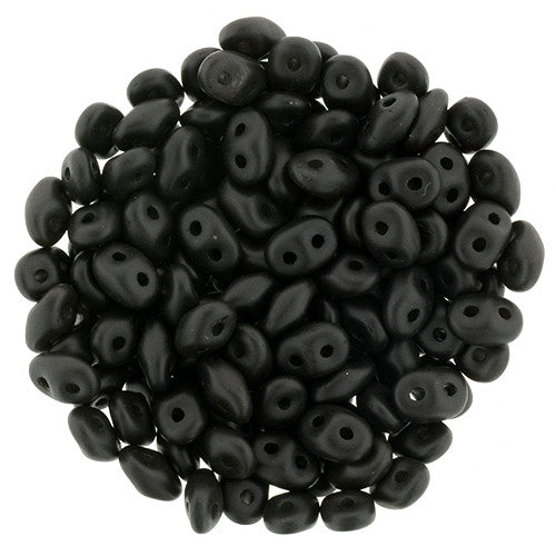 SuperDuo 2 x 5mm Satin Metallic Black 2-Hole Seed Bead 2.5-Inch Tube